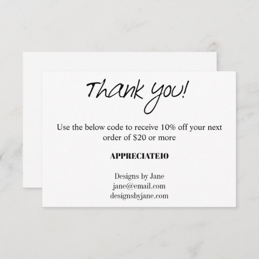 スモールビジネスクーポンありがとうお挿入カード エンクロージャーカード (正面/裏面)