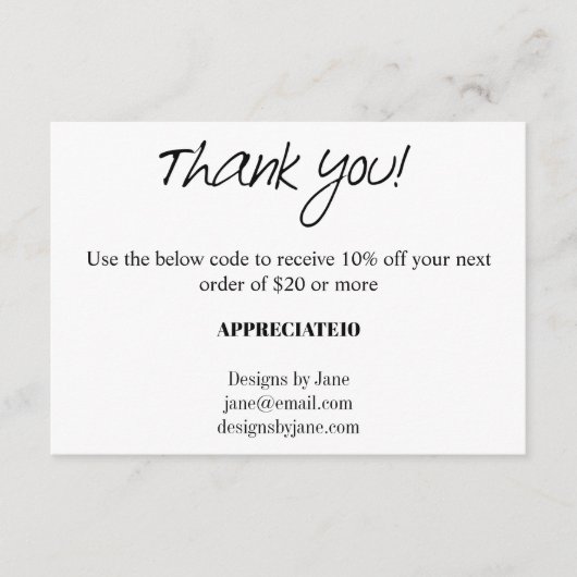 スモールビジネスクーポンありがとうお挿入カード エンクロージャーカード (正面)