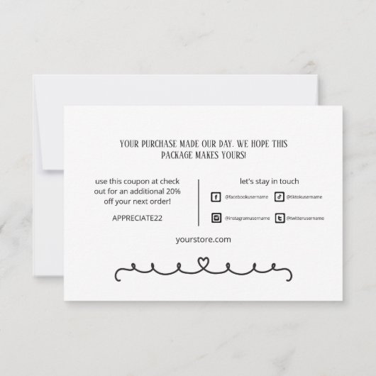 スモールビジネスクーポンシンプル白黒ありがとうございました サンキューカード (裏面)