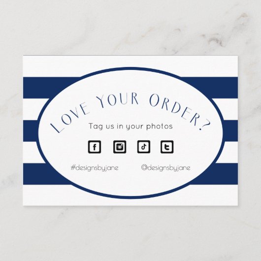 スモールビジネスクーポンネイビーストライプズ挿入カード エンクロージャーカード (裏面)