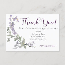 スモールビジネスクーポンパープルありがとう挿入カード エンクロージャーカード
