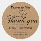 スモールビジネスサンキュークラフトステッカスタマイズク ラウンドシール (正面)