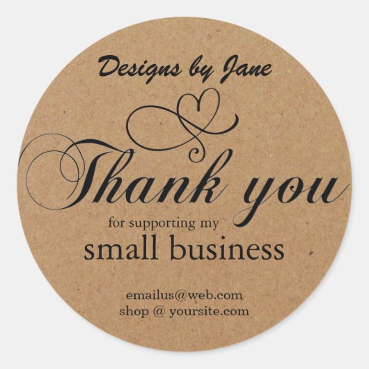 スモールビジネスサンキュークラフトステッカスタマイズク ラウンドシール (正面)