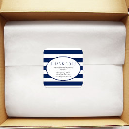 スモールビジネスサンキューネイビーモダンビーストリップ スクエアシール