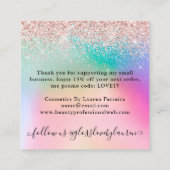 スモールビジネスサンキューバラ金ゴールドグリッターレインボー スクエア名刺 (裏面)