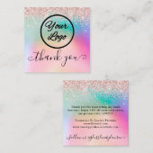 スモールビジネスサンキューバラ金ゴールドグリッターレインボー スクエア名刺 (正面/裏面)