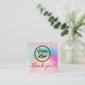 スモールビジネスサンキューバラ金ゴールドグリッターレインボー スクエア名刺 (スタンド正面)