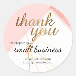 スモールビジネスサンキュー金ゴールドピンクカスタマイズ ラウンドシール