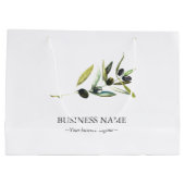 スモールビジネスショッピングバッグウォーターカラーオリーブブラン ラージペーパーバッグ (裏面)