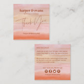 スモールビジネスダスティオレンジウォーターカラーサンキュー スクエア名刺 (正面/裏面)