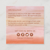 スモールビジネスダスティオレンジウォーターカラーサンキュー スクエア名刺 (裏面)