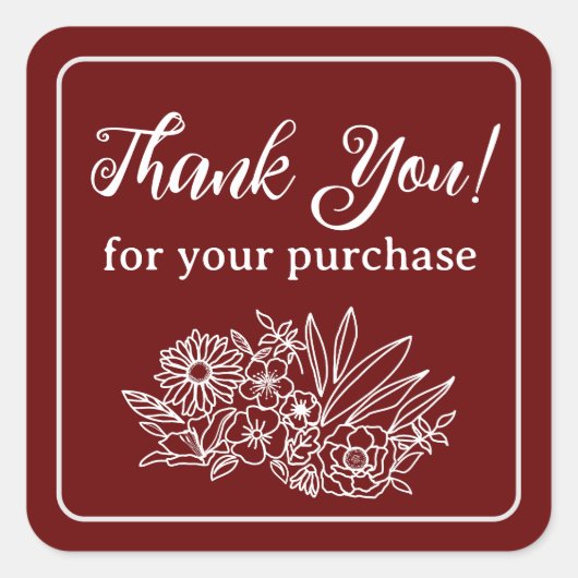 スモールビジネスフラワーありがとうございました スクエアシール (正面)