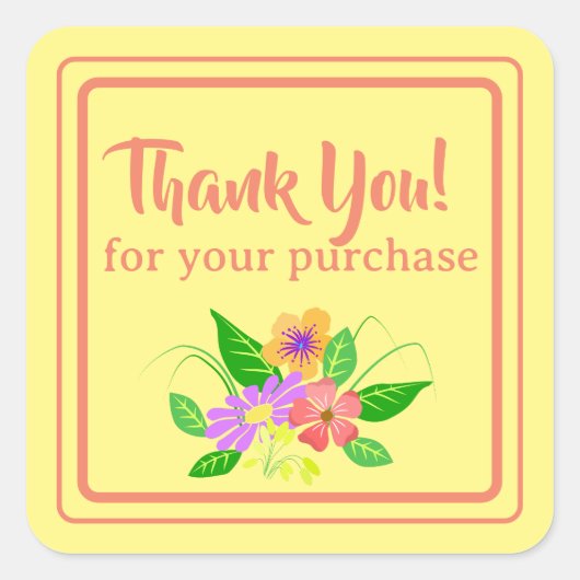 スモールビジネスフラワーありがとうございました スクエアシール (正面)