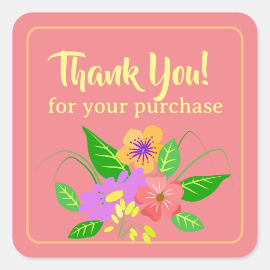 スモールビジネスフラワーありがとうございました スクエアシール (正面)