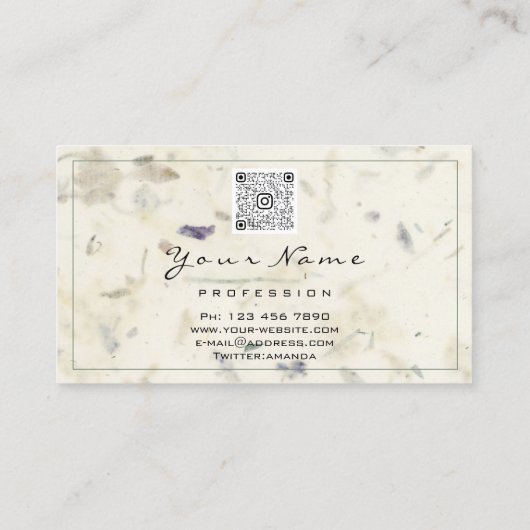 スモールビジネスフローラQRロゴ自然オーガニック生物 名刺 (裏面)