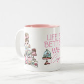 スモールビジネスベーカリー、カップケーキ ツートーンマグカップ (正面左)