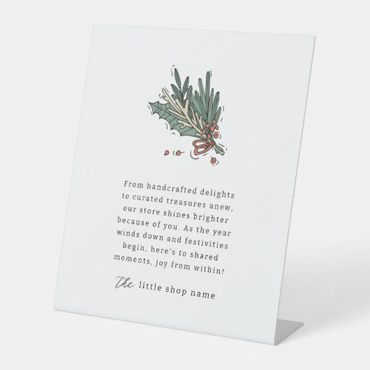 スモールビジネスモダンミニマリストホリデーサンキュー 台座サイン (正面)