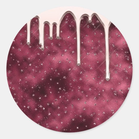 スモールビジネスレスキャンドルブルゴーニュバラグリッター ラウンドシール (正面)