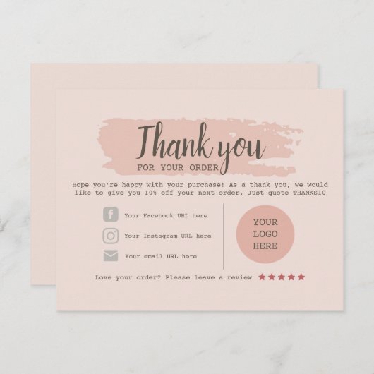 スモールビジネス向けの編集可能サンキューカード 出欠カード (正面/裏面)