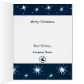 スモールビジネス向けホワイトブルーのクリスマススターカード (内側(右))