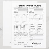 スモールビジネス向けモダンTシャツ注文フォーム (正面/裏面)