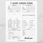 スモールビジネス向けモダンTシャツ注文フォーム (正面)