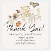 スモールビジネス感謝ヴィンテージ植物学フローラ スクエアシール (正面)