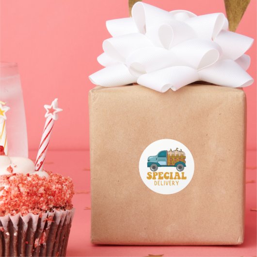 スモールビジネス秋用ステッカー ラウンドシール (パーティー)