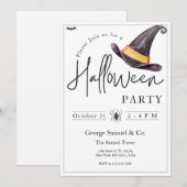 スモールビジネス ミニマリスト ハロウィン オフィスパーティ 招待状 (正面/裏面)