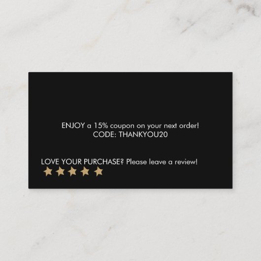 スモールビジネ感謝していス、お客様、パッケージの挿入、スモールビジネス 名刺 (裏面)