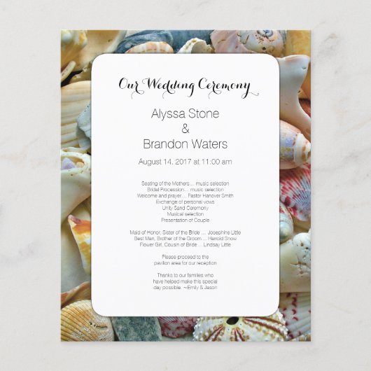 スモールビーチ結婚式シーシェル結婚式 プログラム (正面)