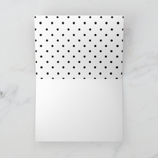 スモールブラック水玉模様/ピンクローズ誕生日カード カード (内部)