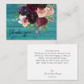 スモールブルゴーニュ&ピンクフローラブルーウッドサンキュー ノートカード (正面/裏面)