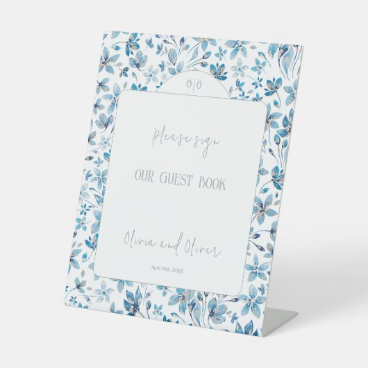スモールブルーフラワーズゲストブック 台座サイン (正面)