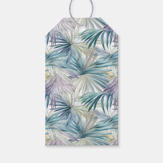 スモールプリントパステルパームリーフパターン(の模様が)ある ギフトタグ (正面)