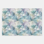 スモールプリントパステルパームリーフパターン（の模様が）ある ラッピングペーパーシート (正面)