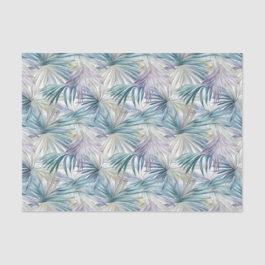 スモールプリントパステルパームリーフパターン(の模様が)ある 薄葉紙 (正面)