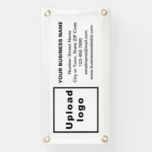 スモールホワイトバナー上のビジネスブランド 横断幕 (縦)