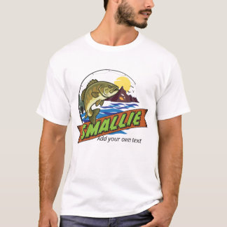 スモールマウスバスのイラストとカスタムテキスト Tシャツ