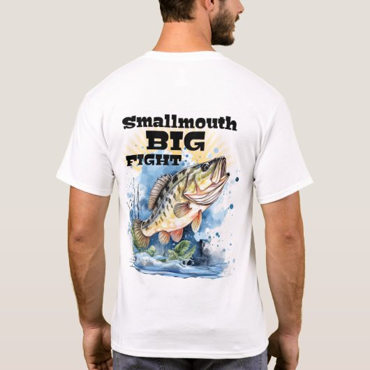 スモールマウスバス 大乱闘 あなたの名前 フィッシング Tシャツ (裏面)