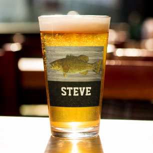 スモールマウスベース魚釣りビールアングラーフィッシャーマンメンズ タンブラーグラス