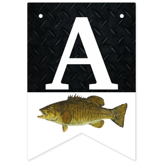スモールマスバス魚釣りハッピーバースデーパーティー魚 バンティングフラッグ (第3の旗)