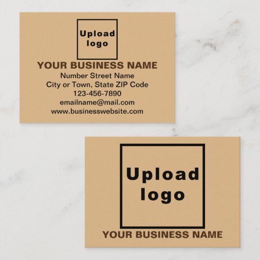 スモールライトブラウン四角形フラット上のビジネスブランド ノートカード (正面/裏面)