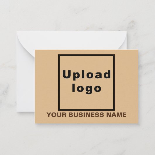 スモールライトブラウン四角形フラット上のビジネスブランド ノートカード (裏面)