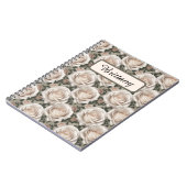 スモールヴィンテージホワイトローズパーソナライズされた ノートブック (左側)