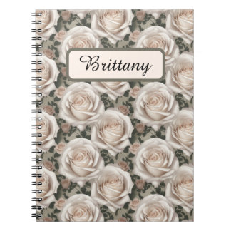 スモールヴィンテージホワイトローズパーソナライズされた ノートブック