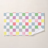 スモール市松模様にパステルカラーズホワイト市松模様に ハンドタオル (ハンドタオル)