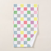 スモール市松模様にパステルカラーズホワイト市松模様に ハンドタオル (ハンドタオル)
