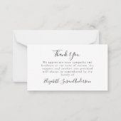 スモール悔やみや弔慰葬儀写真ありがとう ノートカード (正面)