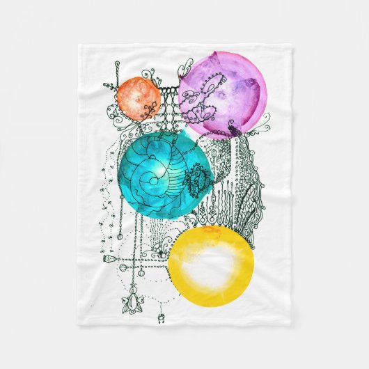 スモール抽象芸術アート「拡大するマルチバース」 フリースブランケット (正面)